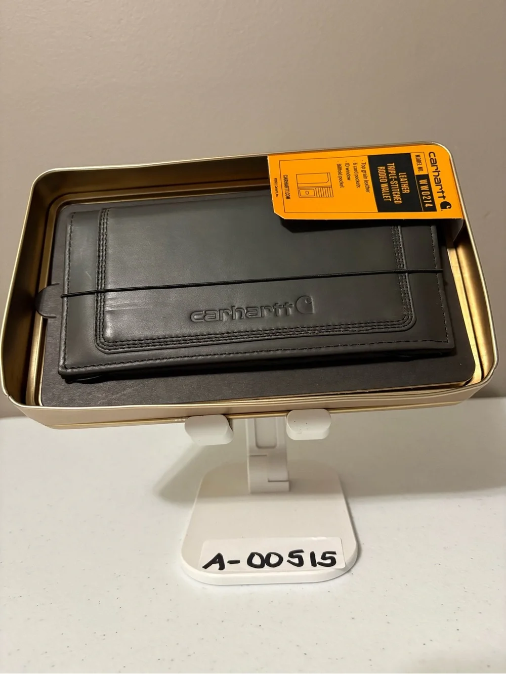 Carhartt Leather Triple-Stitched Rodeo Wallet Black WW0214 6 Card Pocket NWT